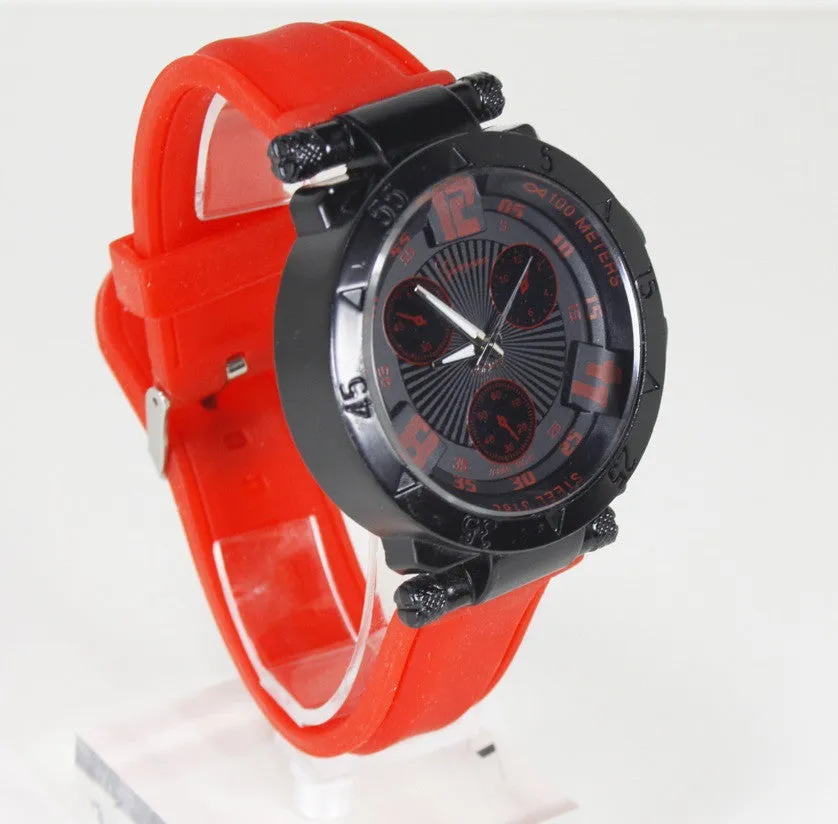 Mens Black Red Watch