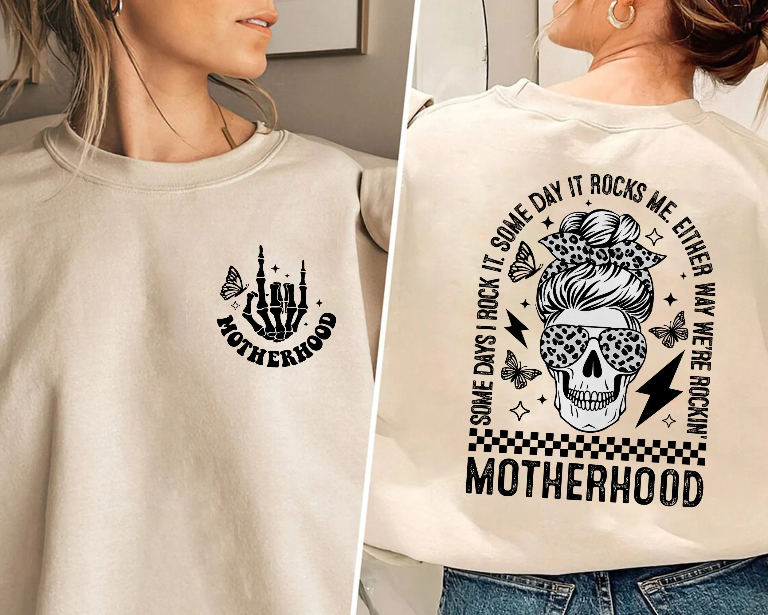 Motherhood Sometimes I Rock It Sometimes It Rocks Me Sweatshirt, Mama Shirt, Mom Shirt, Rocker Mom Gifts, Mothers Day Gift Shirt, Rocker Mama Tee