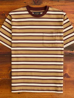 Multistripe Pocket T-Shirt in Light Brown