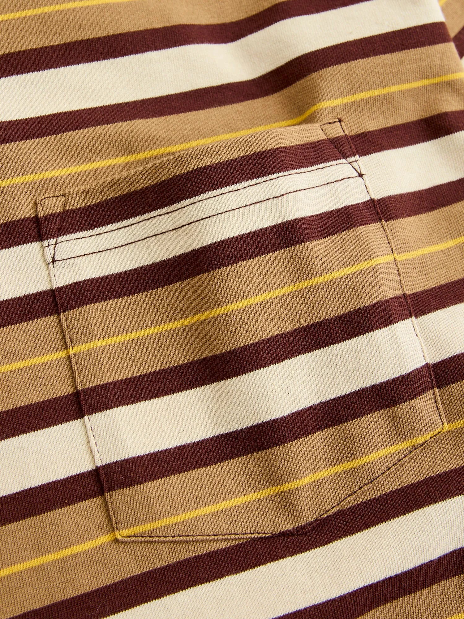Multistripe Pocket T-Shirt in Light Brown
