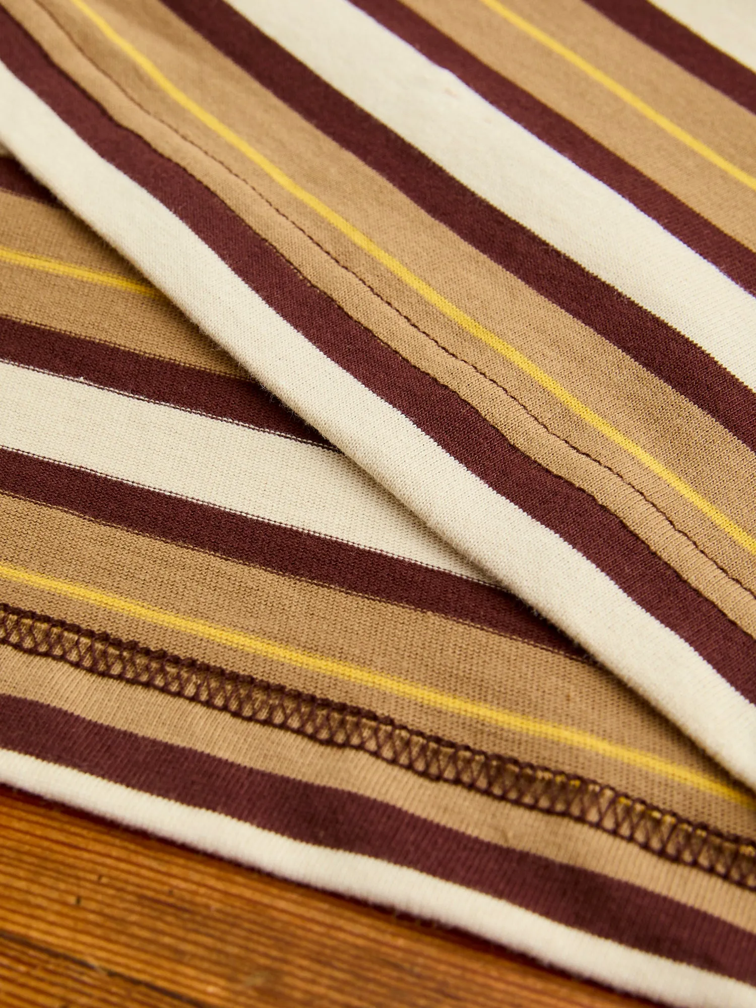 Multistripe Pocket T-Shirt in Light Brown