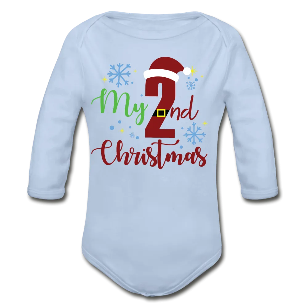 My Second Christmas Organic Long Sleeve Baby Bodysuit
