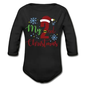 My Second Christmas Organic Long Sleeve Baby Bodysuit