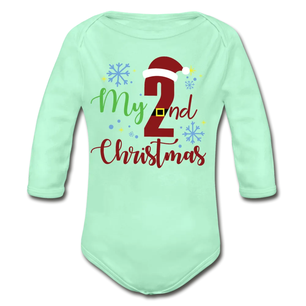 My Second Christmas Organic Long Sleeve Baby Bodysuit