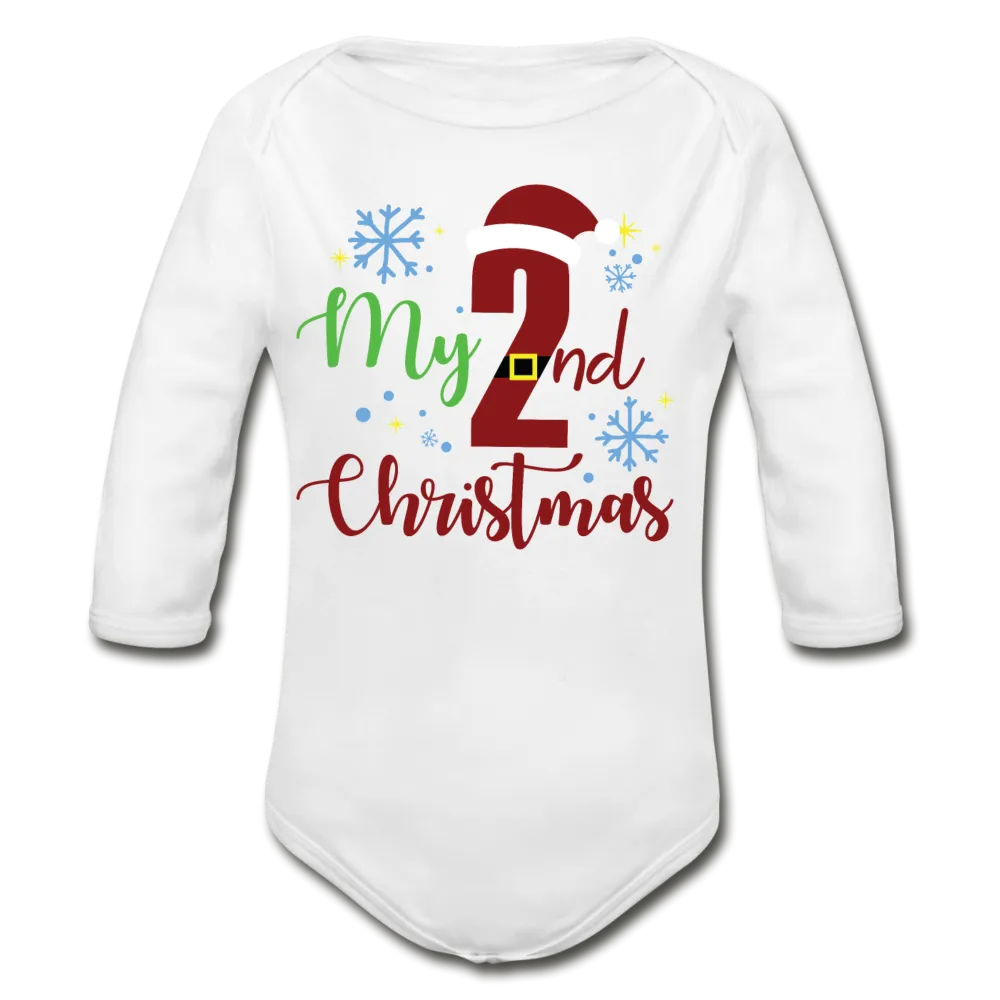 My Second Christmas Organic Long Sleeve Baby Bodysuit