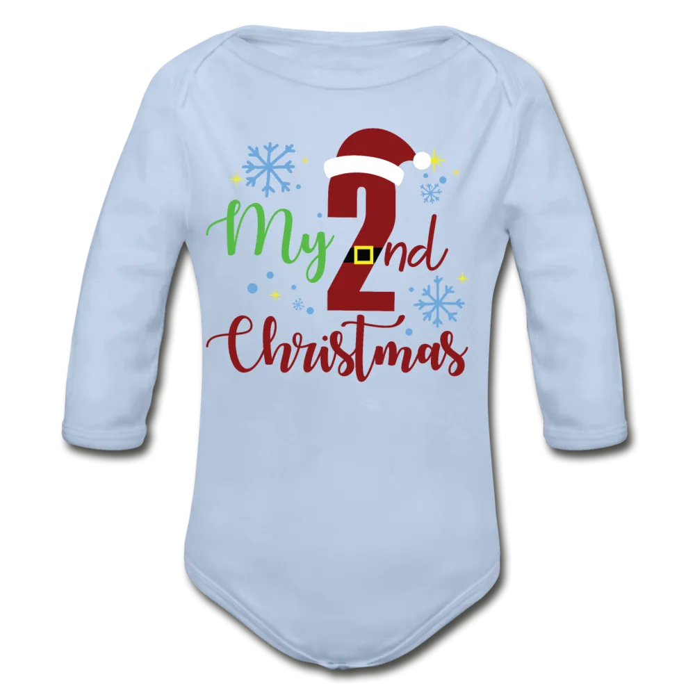 My Second Christmas Organic Long Sleeve Baby Bodysuit