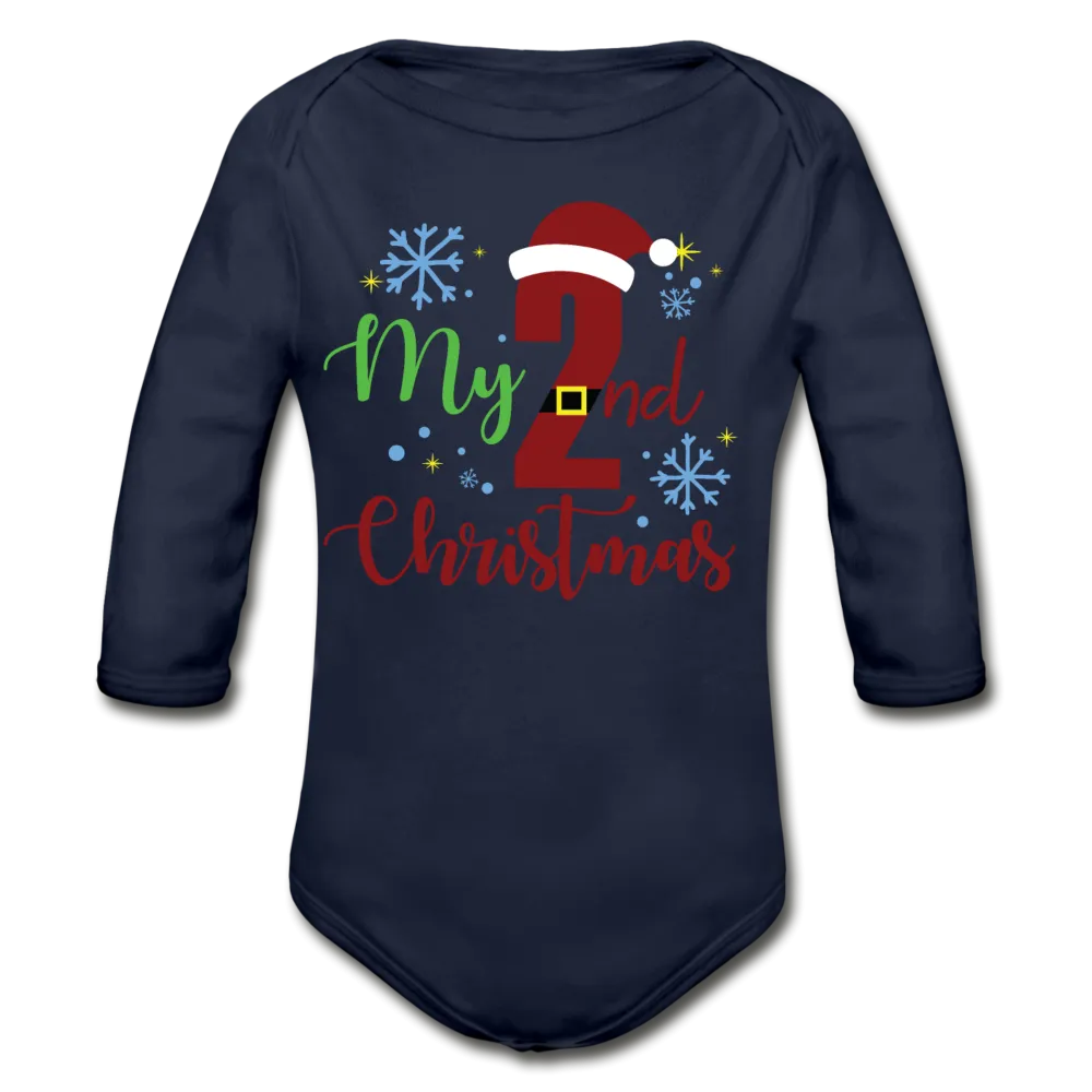 My Second Christmas Organic Long Sleeve Baby Bodysuit