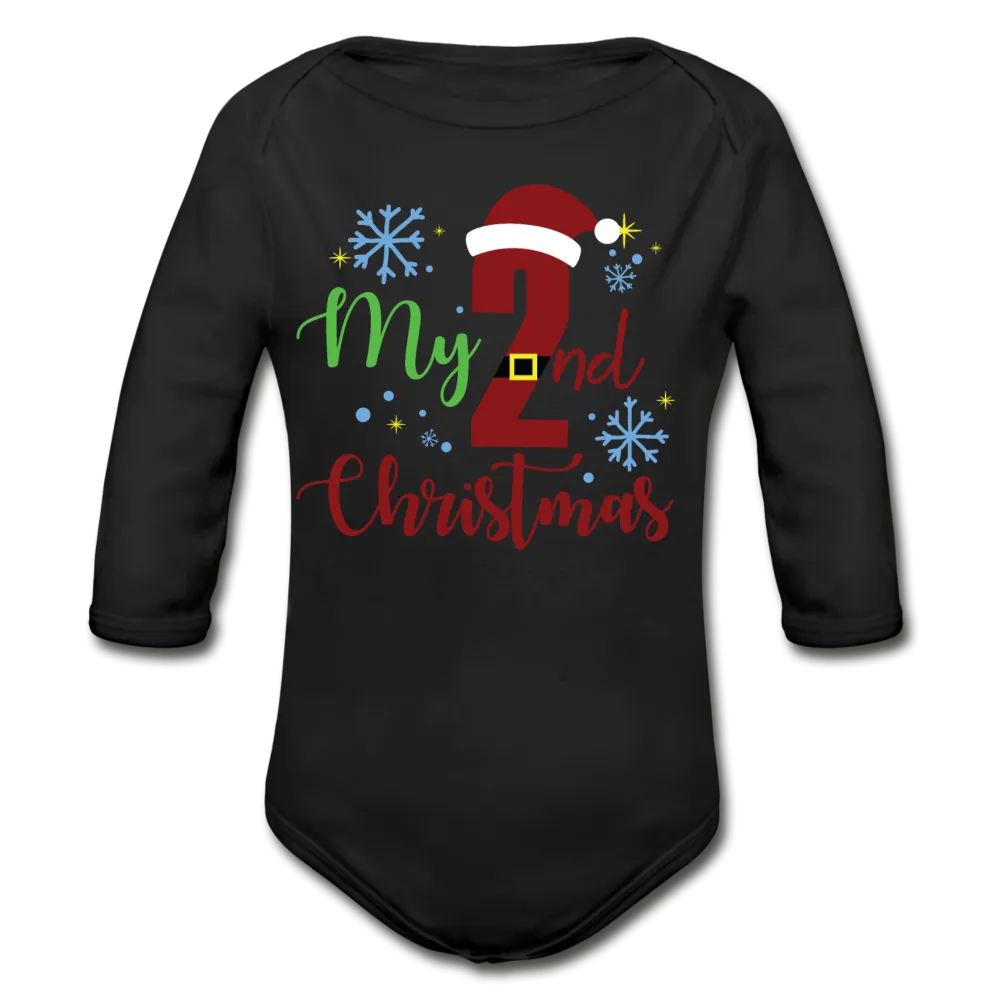 My Second Christmas Organic Long Sleeve Baby Bodysuit
