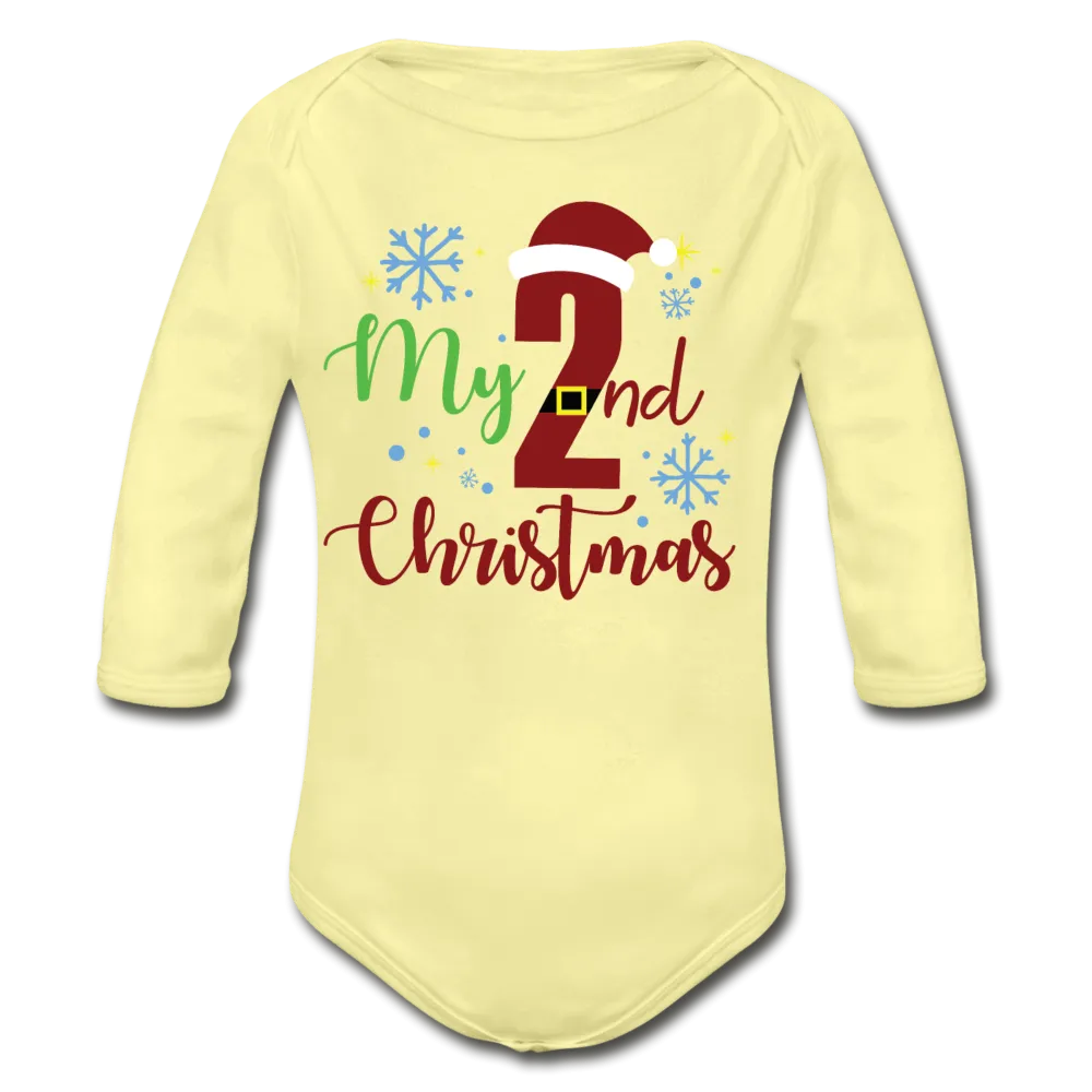 My Second Christmas Organic Long Sleeve Baby Bodysuit