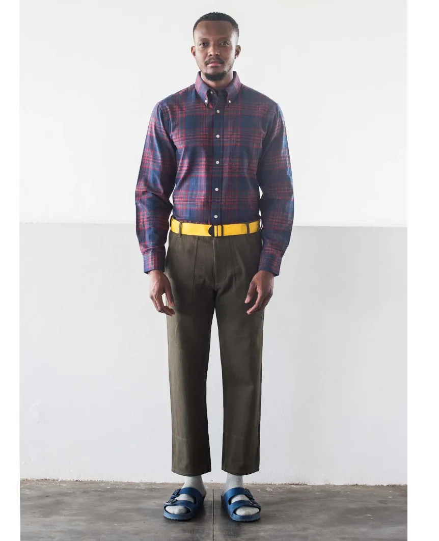 N°5 Classic Buttondown Collar LS Navy Red
