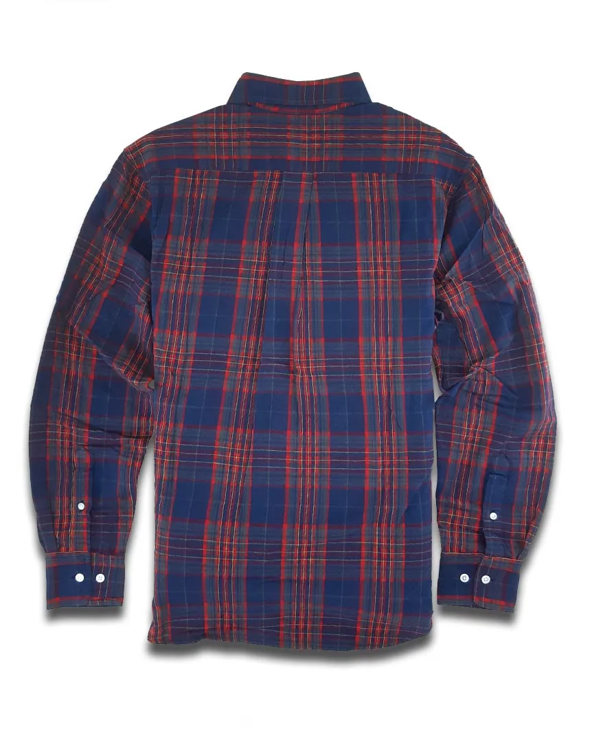 N°5 Classic Buttondown Collar LS Navy Red