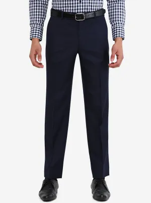 Navy Blue Solid Classic Fit Formal Trouser | JadeBlue