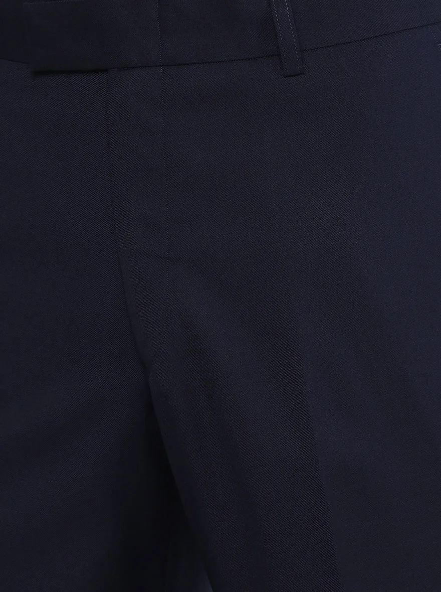 Navy Blue Solid Classic Fit Formal Trouser | JadeBlue
