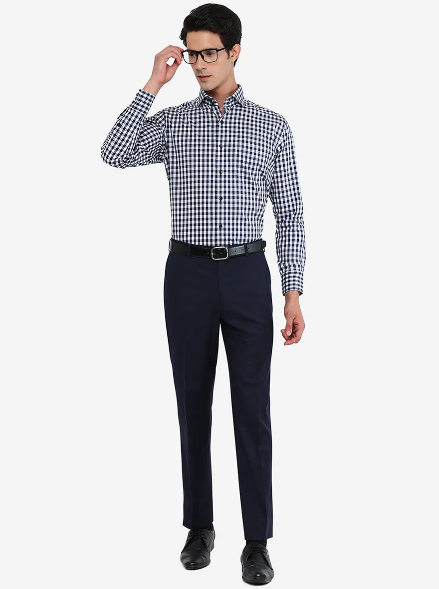 Navy Blue Solid Classic Fit Formal Trouser | JadeBlue
