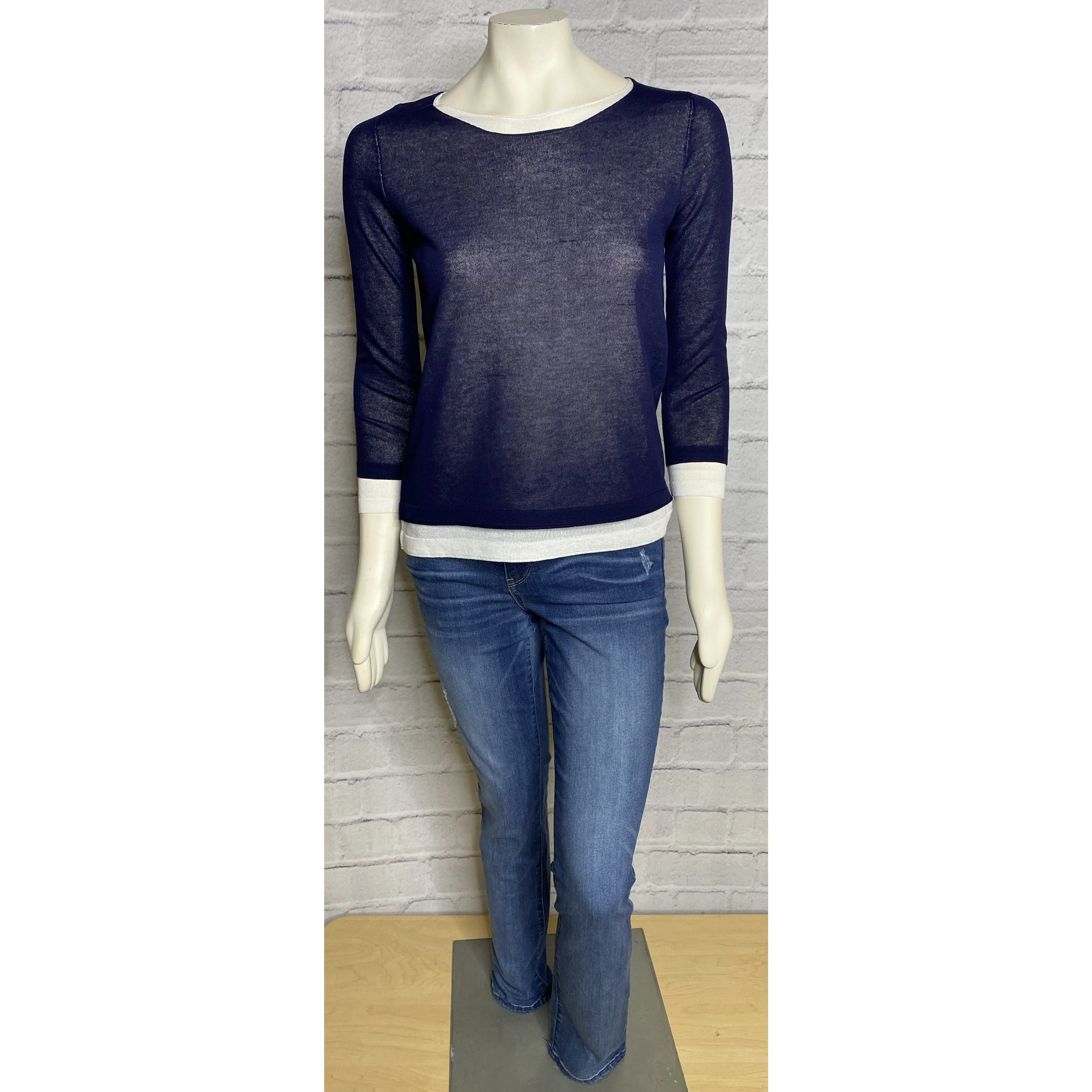 Navy Layered Spring Sweater