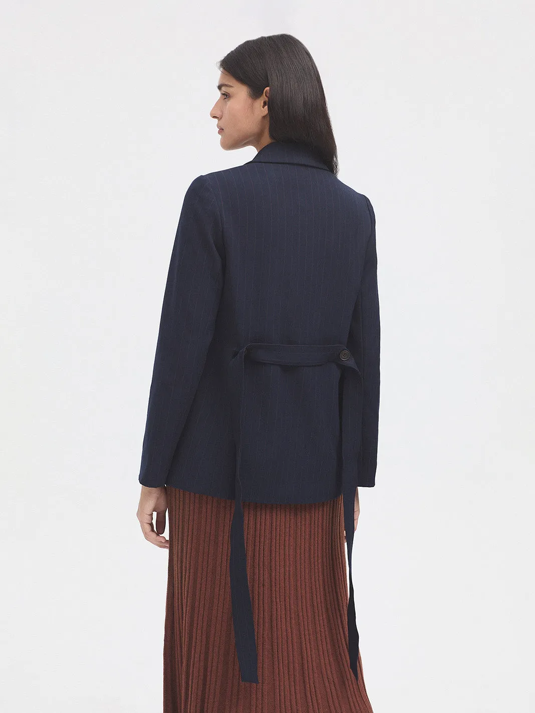 Nice Things Pinstripe Blazer - Navy