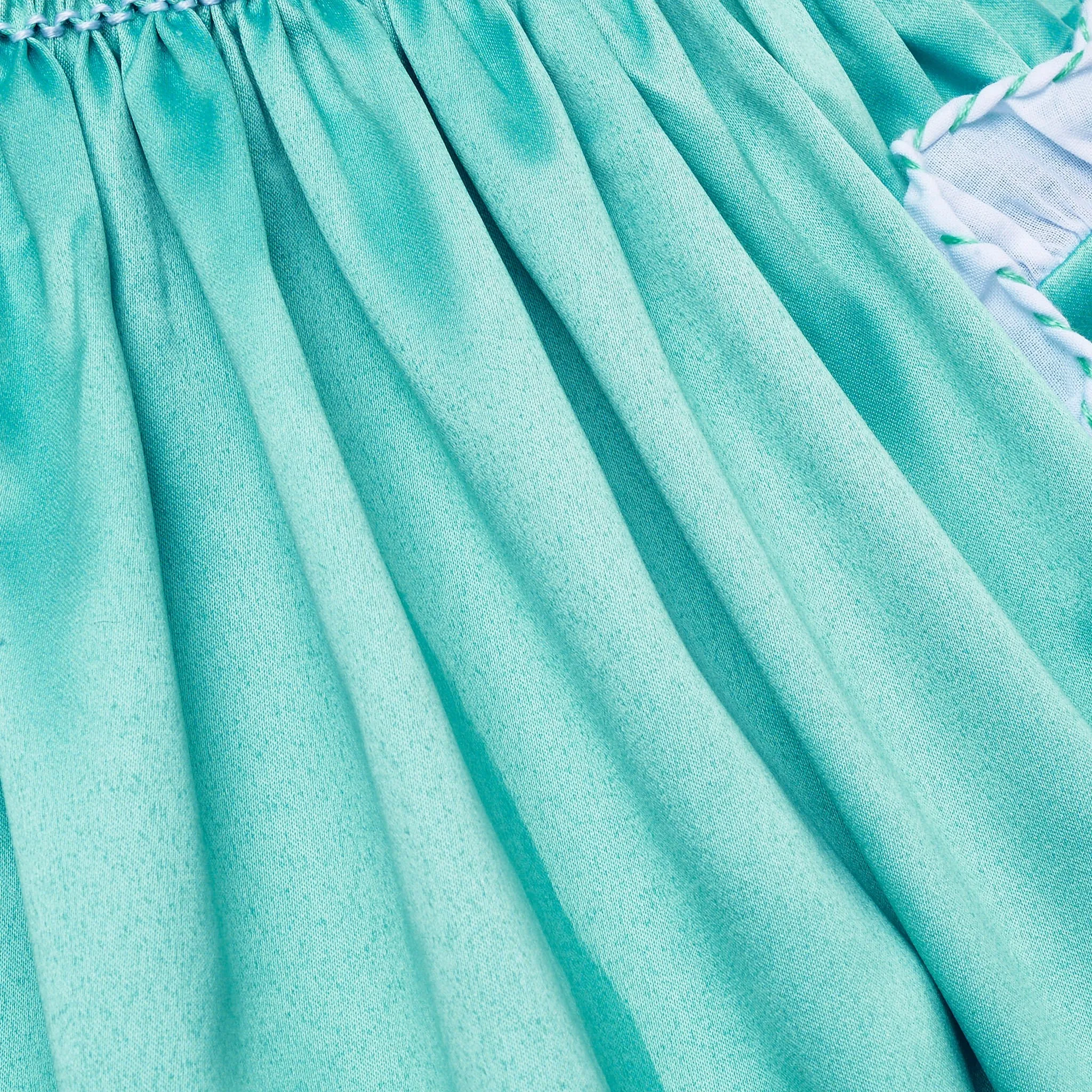 Ocean Baby Girls Exclusive Marine Lux Collection Satin Smocked Petticoat Layered Dress (3M-8Yrs)