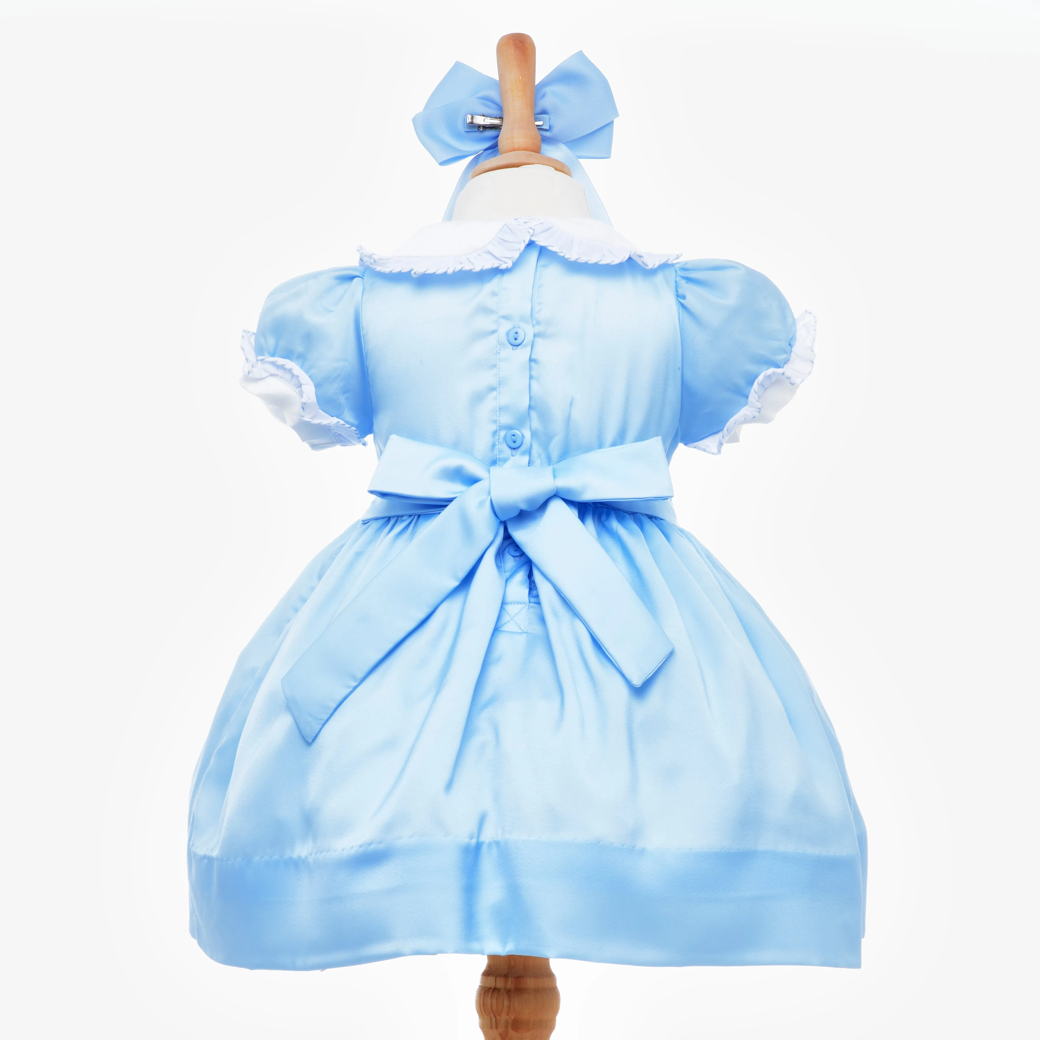 Ocean Baby Girls Exclusive Topaz Lux Collection Satin Smocked Petticoat Layered Dress (3M-8Yrs)