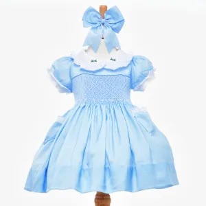 Ocean Baby Girls Exclusive Topaz Lux Collection Satin Smocked Petticoat Layered Dress (3M-8Yrs)