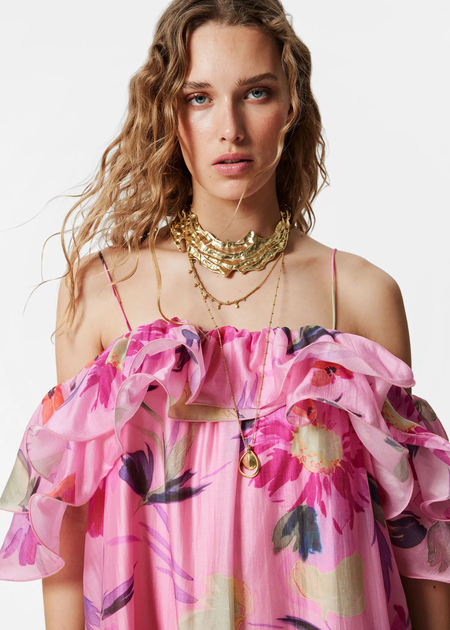 Off-Shoulder Ruffle Maxi Dress