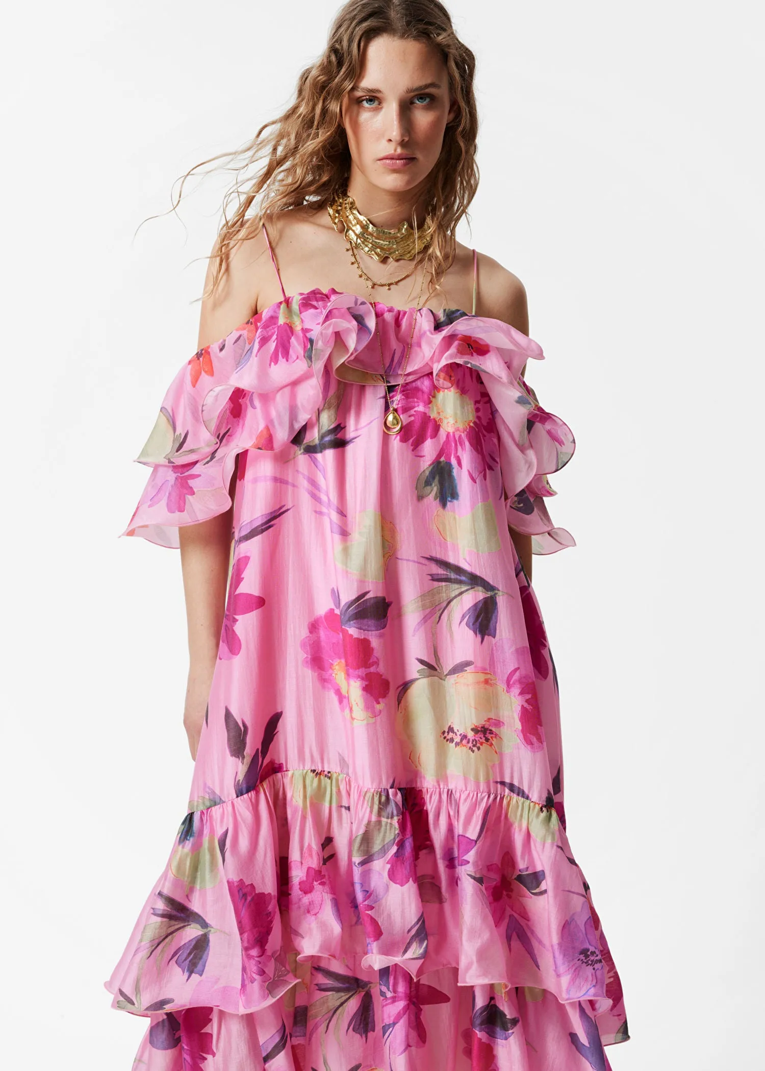 Off-Shoulder Ruffle Maxi Dress