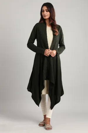 Olive green Shawl Collar Sweater