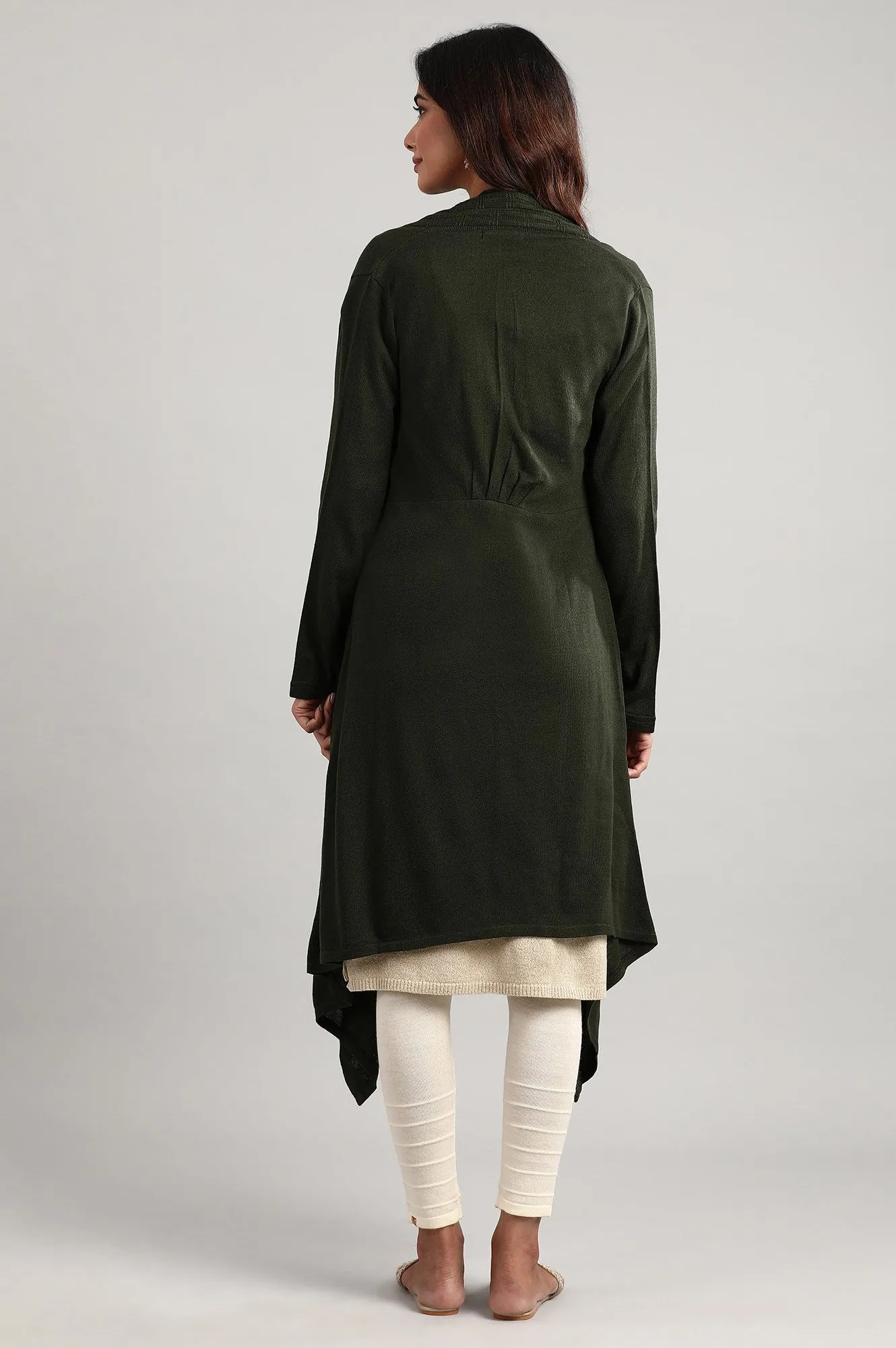 Olive green Shawl Collar Sweater
