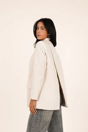 Open back oversized blazer beige - Jenny
