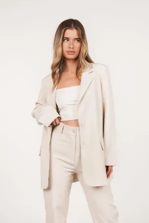 Oversized blazer beige met lange mouwen - Ariane