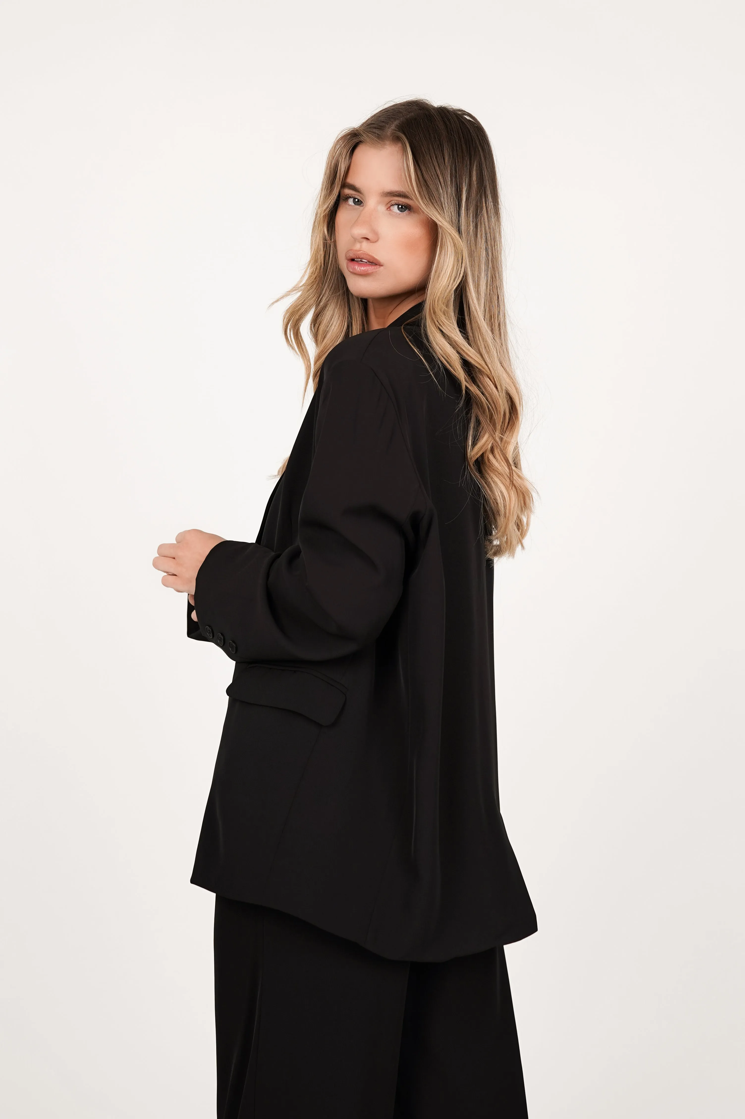 Oversized blazer wijd model zwart - Kate