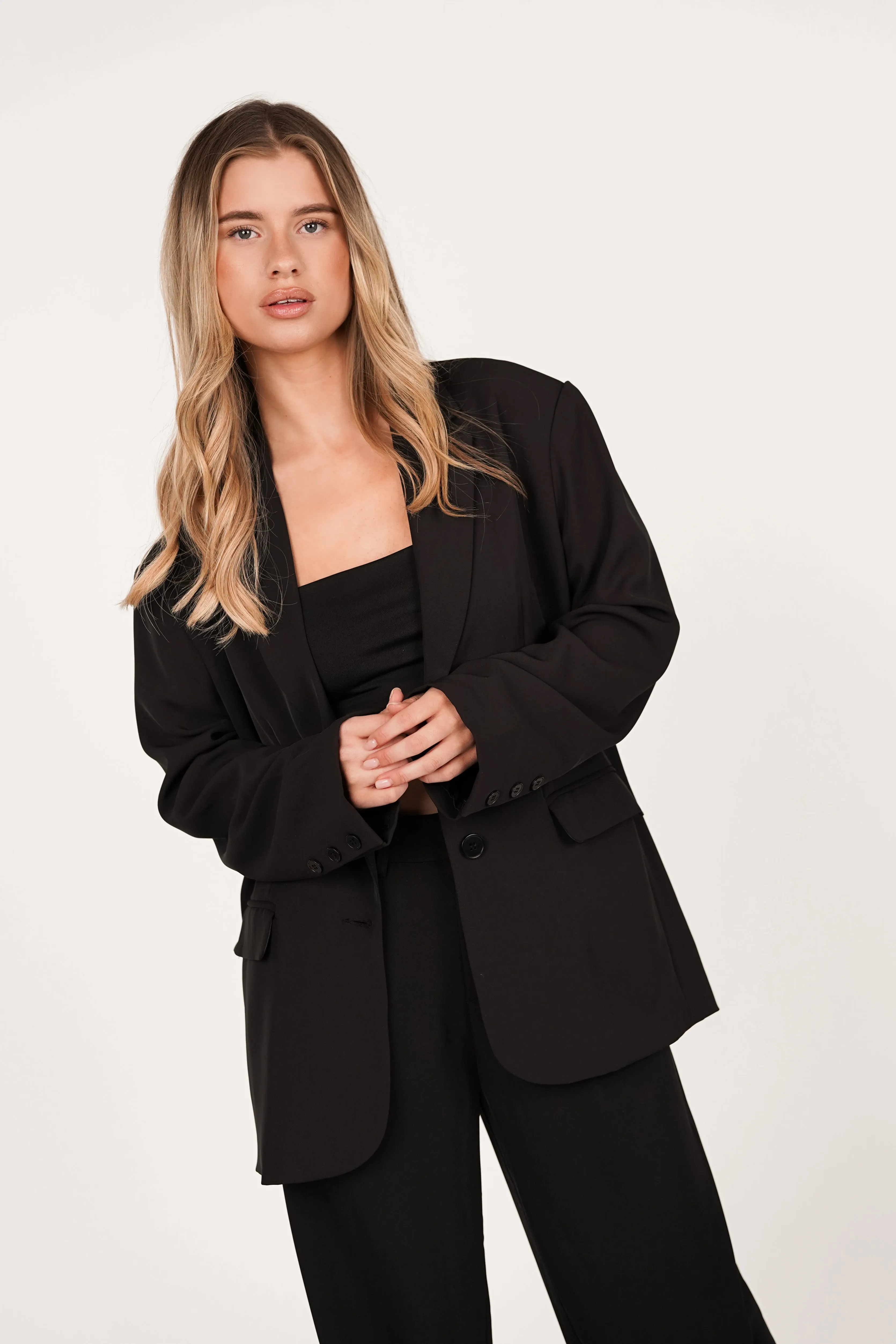 Oversized blazer wijd model zwart - Kate
