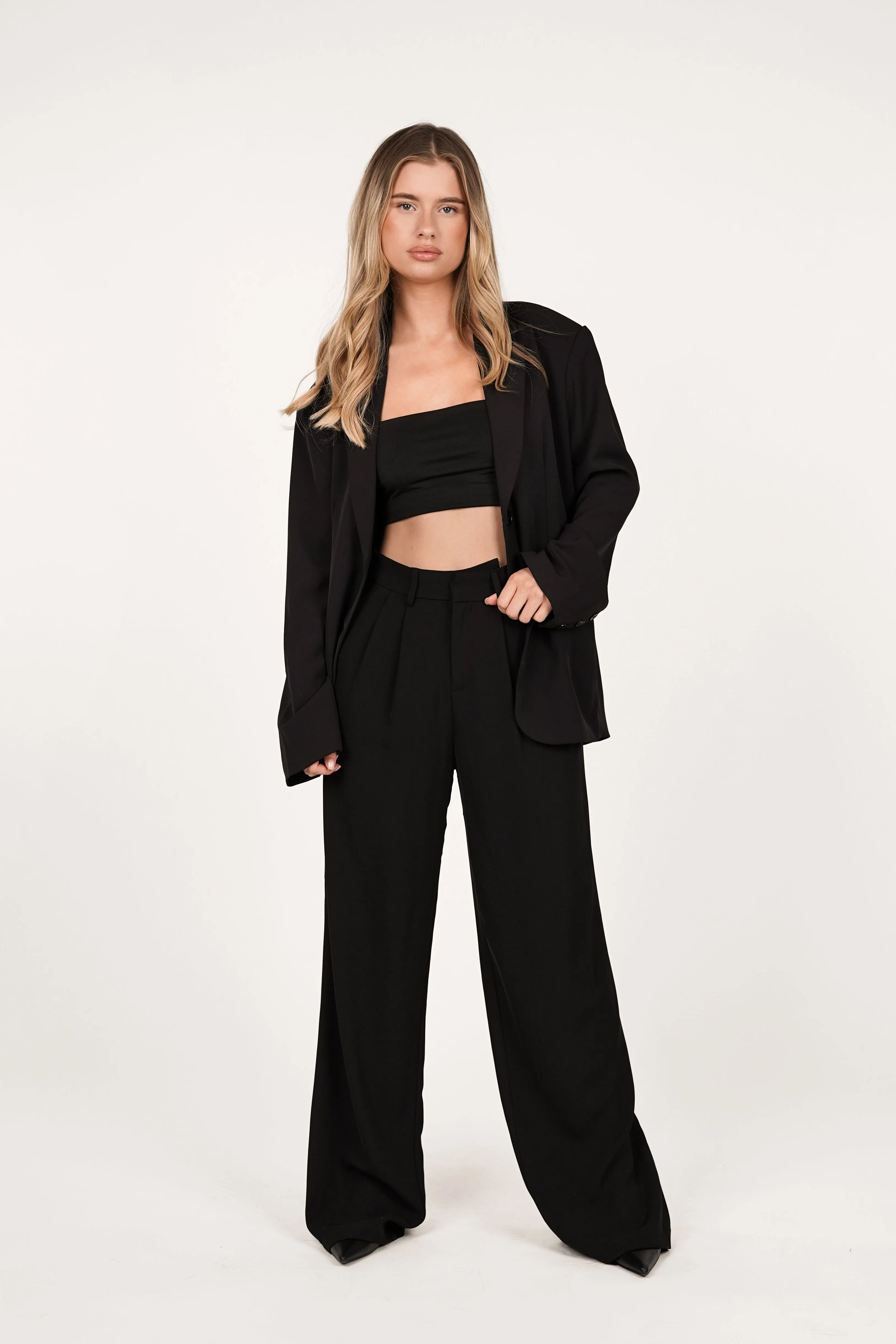 Oversized blazer wijd model zwart - Kate