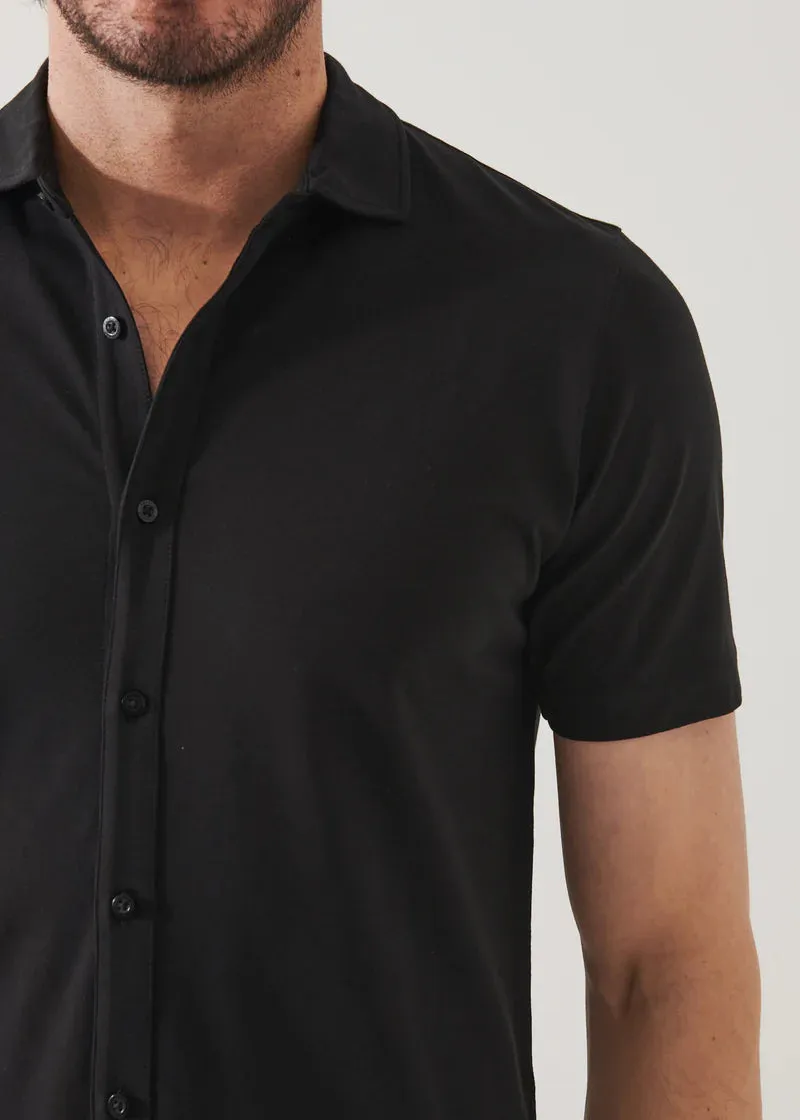 Patrick Assaraf Knit Front Shirt- Black