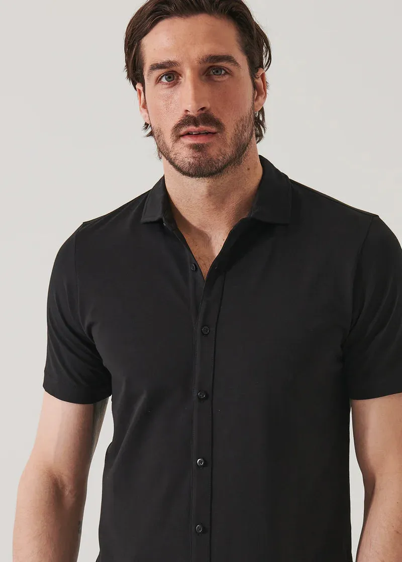Patrick Assaraf Knit Front Shirt- Black