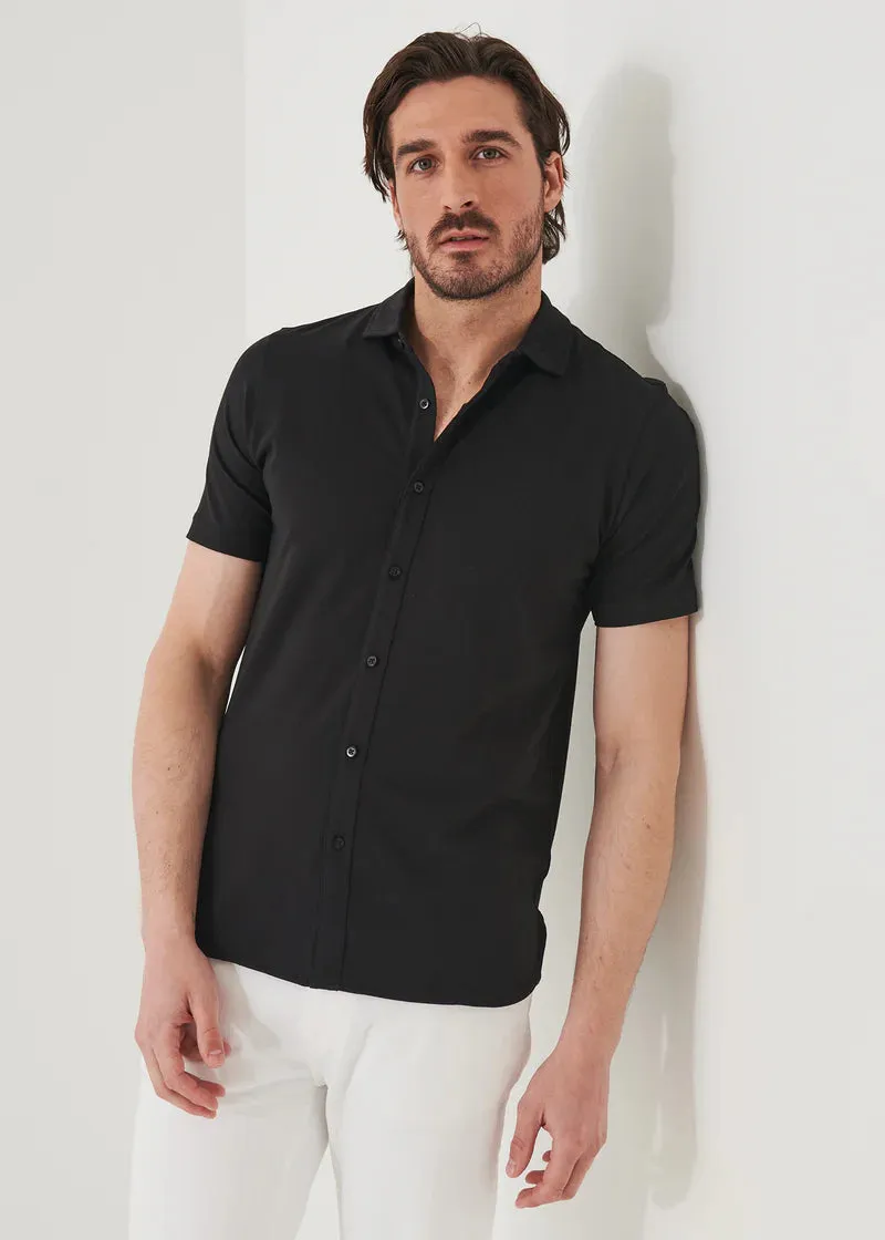 Patrick Assaraf Knit Front Shirt- Black