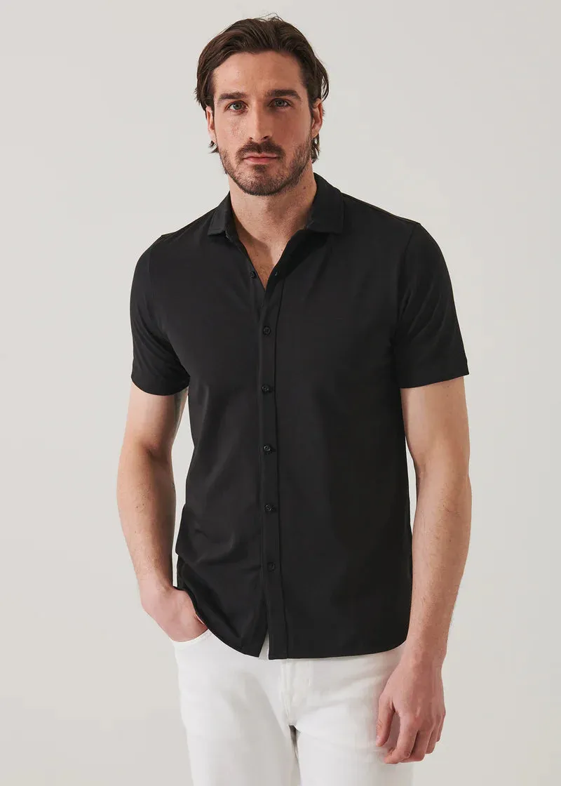 Patrick Assaraf Knit Front Shirt- Black