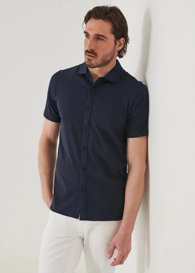 Patrick Assaraf Knit Front Shirt- Midnight
