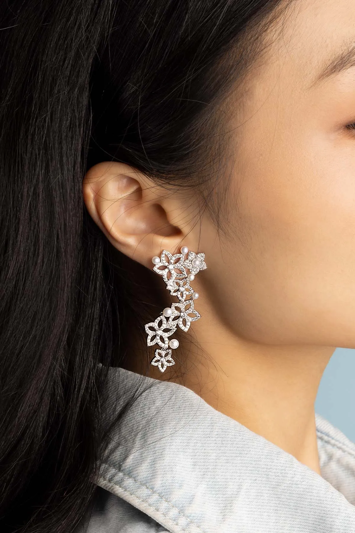 Pearl Blossom Ear Jackets