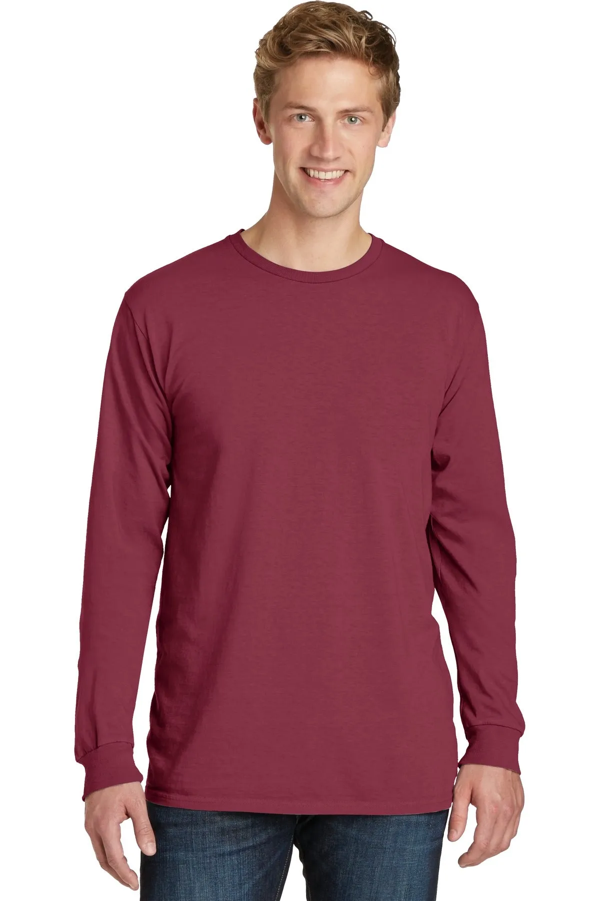 Port & Company Beach Wash Garment-Dyed Long Sleeve Tee PC099LS Merlot