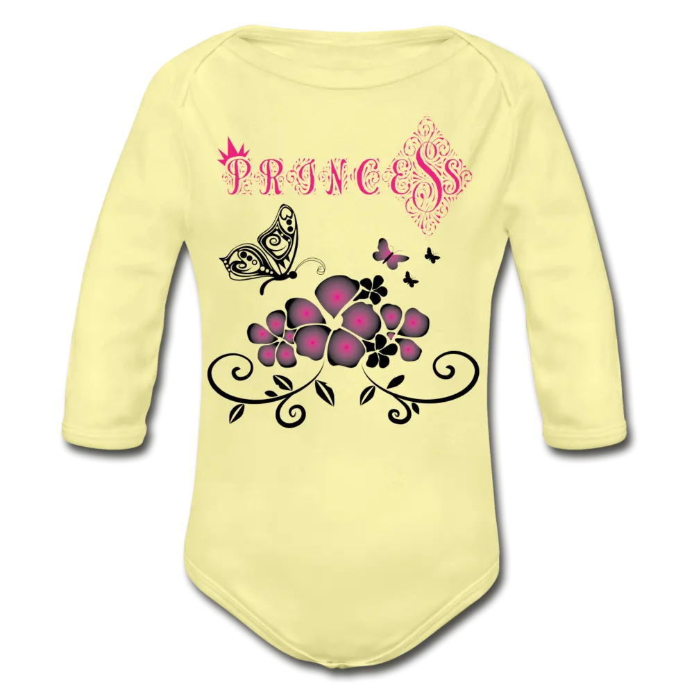 Princess Black Long Sleeve Baby Bodysuit