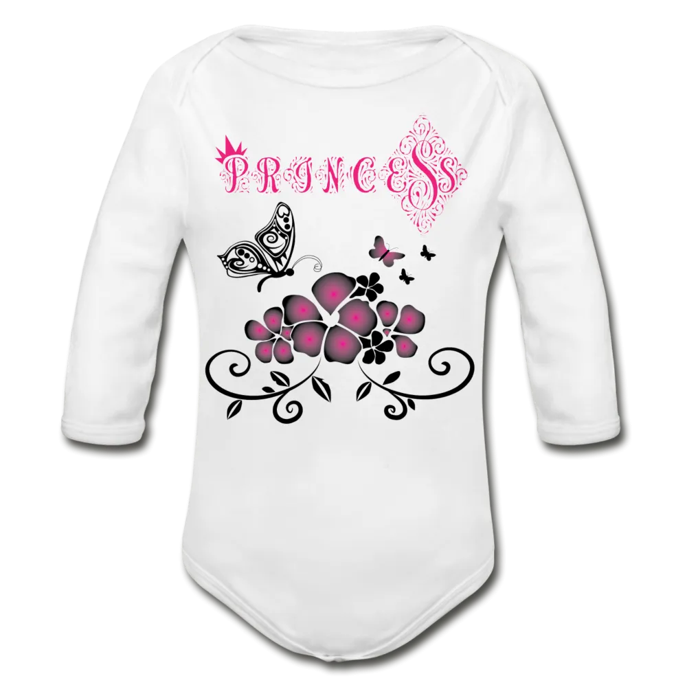 Princess Black Long Sleeve Baby Bodysuit