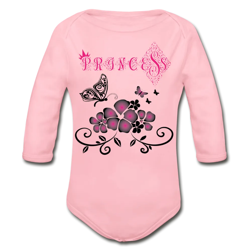 Princess Black Long Sleeve Baby Bodysuit