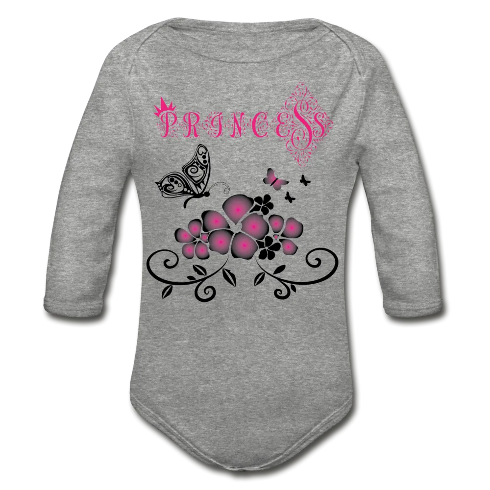 Princess Black Long Sleeve Baby Bodysuit