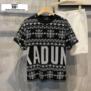 Printed Pixels Dropped Shoulder T-Shirt