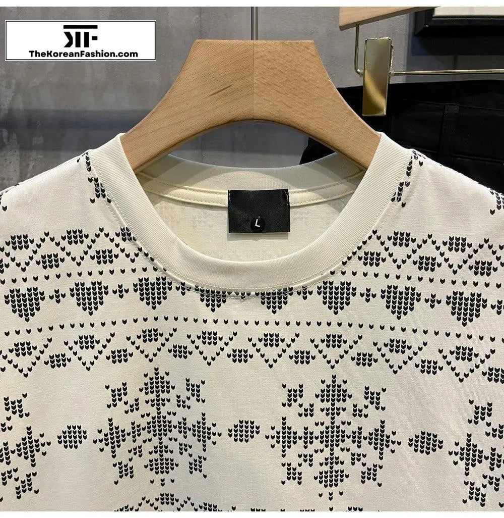 Printed Pixels Dropped Shoulder T-Shirt