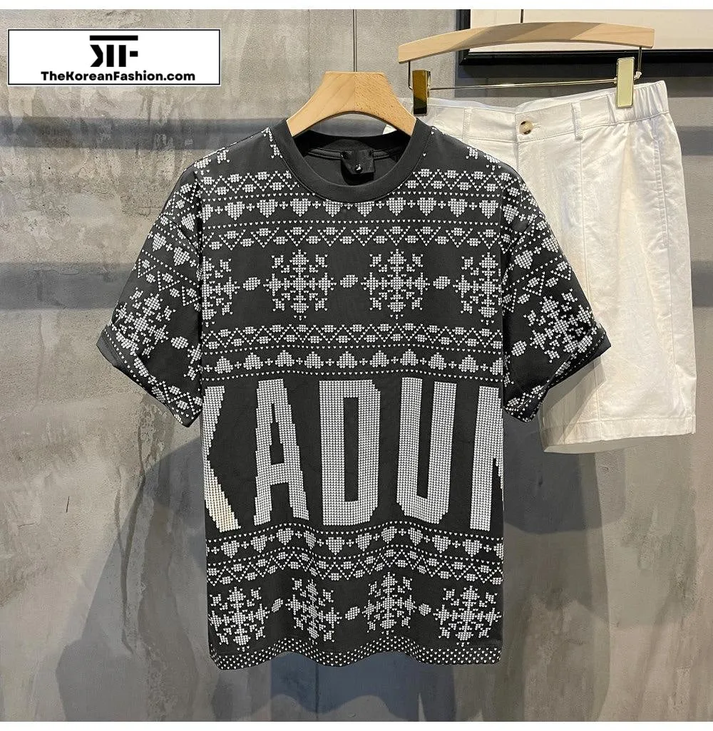 Printed Pixels Dropped Shoulder T-Shirt