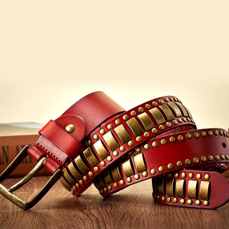 Punk Rock Rivet Studded Belts with Geometry Pattern