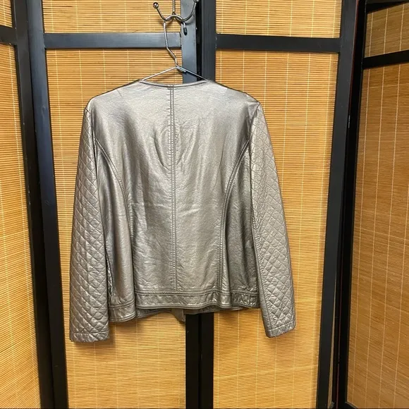 Quilted Metallic Faux-Leather Jacket