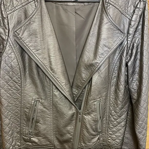 Quilted Metallic Faux-Leather Jacket