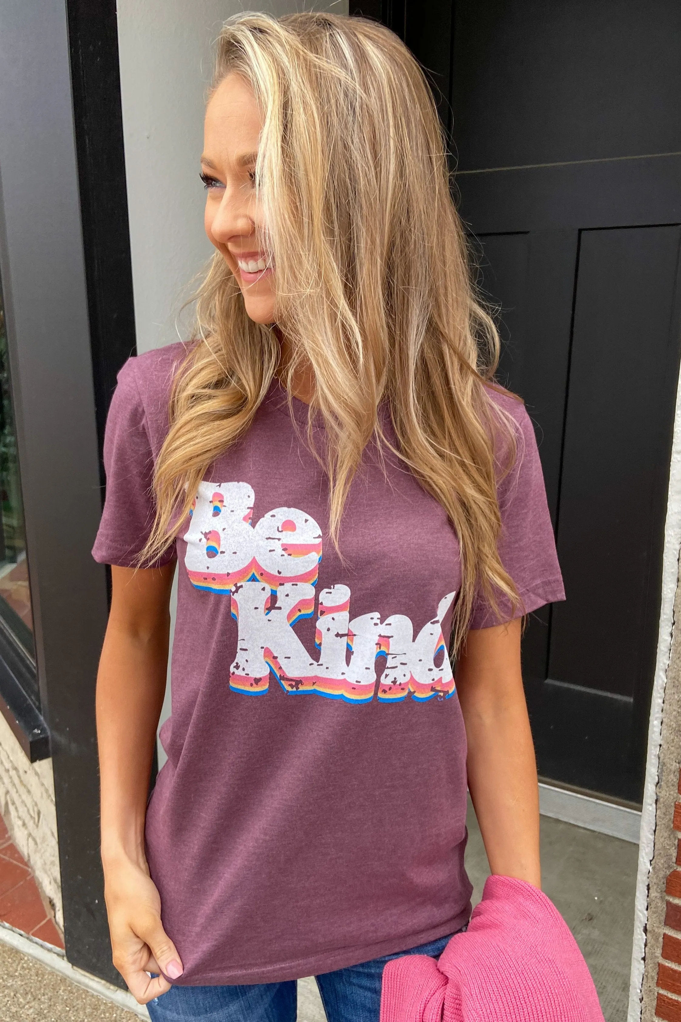 "Be Kind" Graphic Tee- Heather Plum